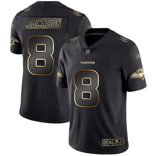 Ravens #8 Lamar Jackson Black Gold Men's Stitched Football Vapor Untouchable Limited Jersey