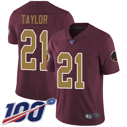 Redskins #21 Sean Taylor Burgundy Red Alternate Men's Stitched Football 100th Season Vapor Limited Jersey