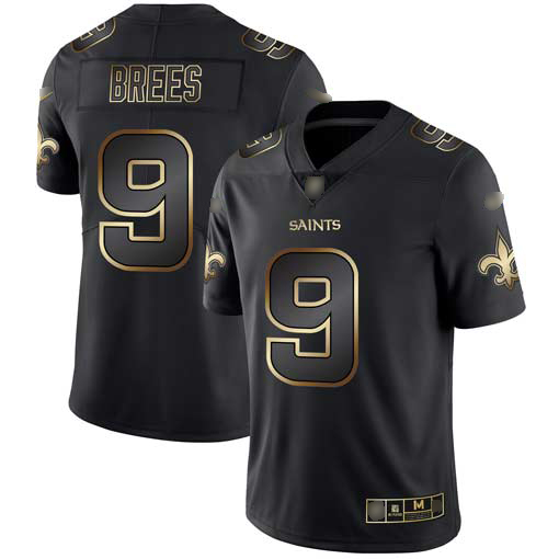 Saints #9 Drew Brees Black Gold Men's Stitched Football Vapor Untouchable Limited Jersey