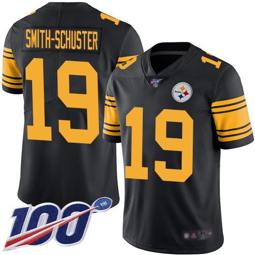 Steelers #19 JuJu Smith-Schuster Black Men's Stitched Football Limited Rush 100th Season Jersey