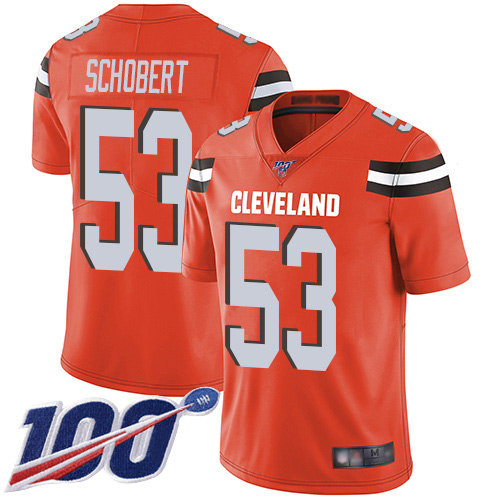 Nike Browns #53 Joe Schobert Orange Alternate Men's Stitched NFL 100th Season Vapor Limited Jersey