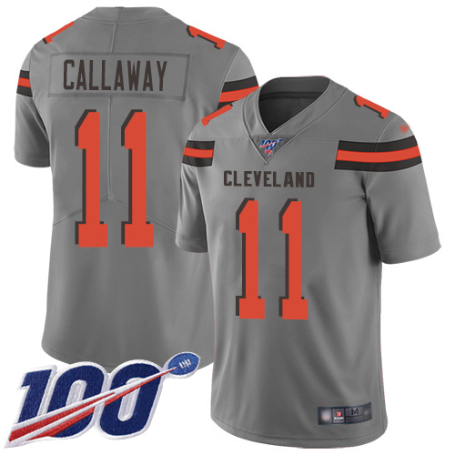 Nike Browns #11 Antonio Callaway Gray Men's Stitched NFL Limited Inverted Legend 100th Season Jersey