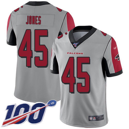 Nike Falcons #45 Deion Jones Silver Men's Stitched NFL Limited Inverted Legend 100th Season Jersey