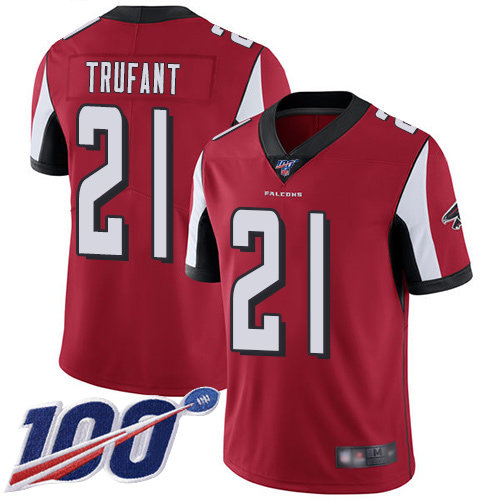 Nike Falcons #21 Desmond Trufant Red Team Color Men's Stitched NFL 100th Season Vapor Limited Jersey