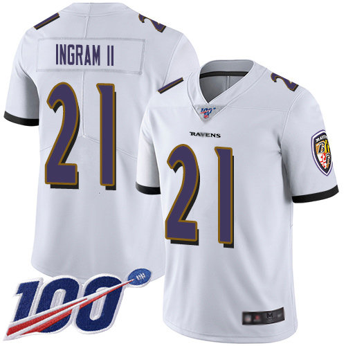 Nike Ravens #21 Mark Ingram II White Men's Stitched NFL 100th Season Vapor Limited Jersey