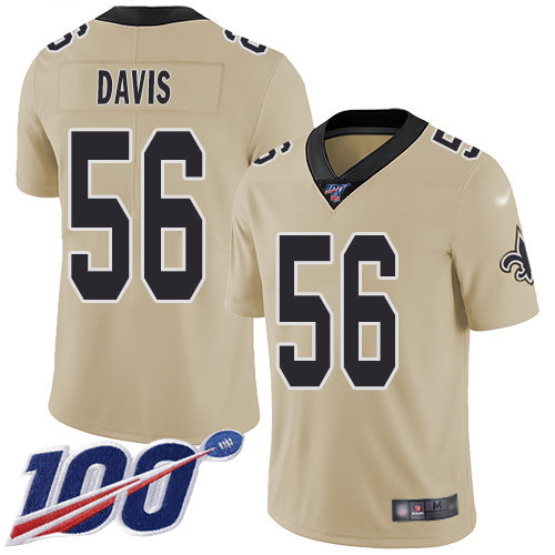 Nike Saints #56 DeMario Davis Gold Men's Stitched NFL Limited Inverted Legend 100th Season Jersey