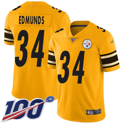 Nike Steelers #34 Terrell Edmunds Gold Men's Stitched NFL Limited Inverted Legend 100th Season Jersey