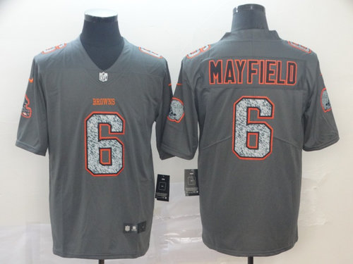 Nike Browns 6 Baker Mayfield Gray Camo Vapor Untouchable Limited Jersey