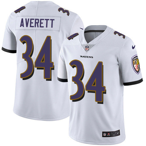 Nike Ravens #34 Anthony Averett White Men's Stitched NFL Vapor Untouchable Limited Jersey