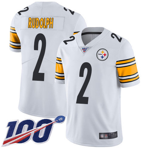 Steelers #2 Mason Rudolph White Men's Stitched Football 100th Season Vapor Limited Jersey