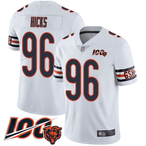 Nike Chicago Bears Men's #96 Akiem Hicks White Road 100th Season Vapor Untouchable Limited Jersey