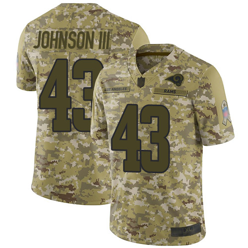 Rams #43 John Johnson III Camo Men's Stitched Football Limited 2018 Salute To Service Jersey