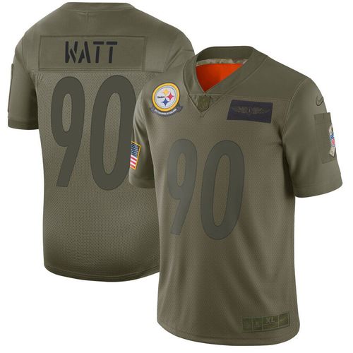 Men Pittsburgh Steelers 90 Watt Green Nike Olive Salute To Service Limited NFL Jerseys