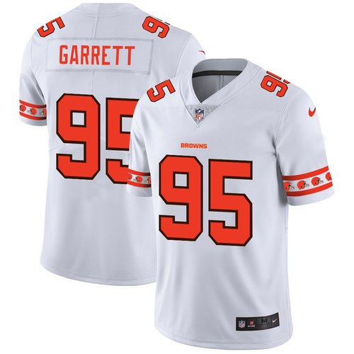 Cleveland Browns #95 Myles Garrett Nike White Team Logo Vapor Limited NFL Jersey