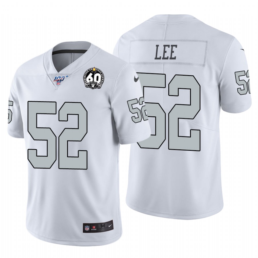 Nike Raiders #52 Marquel Lee White 60th Anniversary Patch Men's Stitched NFL 100 Limited Color Rush Jersey