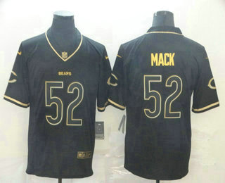 Men's Chicago Bears #52 Khalil Mack Black 100th Season Golden Edition Jersey