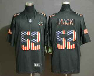 Men's Chicago Bears #52 Khalil Mack 2019 Black Salute To Service USA Flag Fashion Limited Jersey