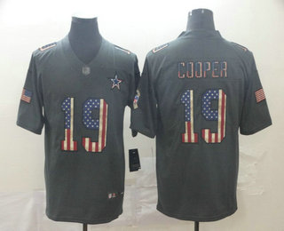 Men's Dallas Cowboys #19 Amari Cooper 2019 Black Salute To Service USA Flag Fashion Limited Jersey