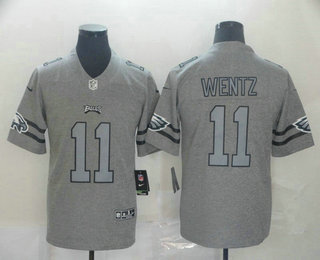 Men's Philadelphia Eagles #11 Carson Wentz 2019 Gray Gridiron Vapor Untouchable Stitched NFL Nike Limited Jersey