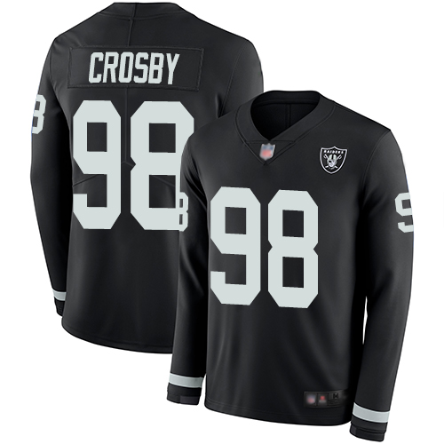 Oakland Raiders #98 Maxx Crosby Men's Black Limited Therma Long Sleeve Football Jersey