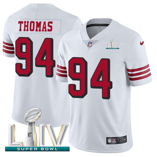 Nike 49ers #94 Solomon Thomas White Super Bowl LIV 2020 Rush Youth Stitched NFL Vapor Untouchable Limited Jersey