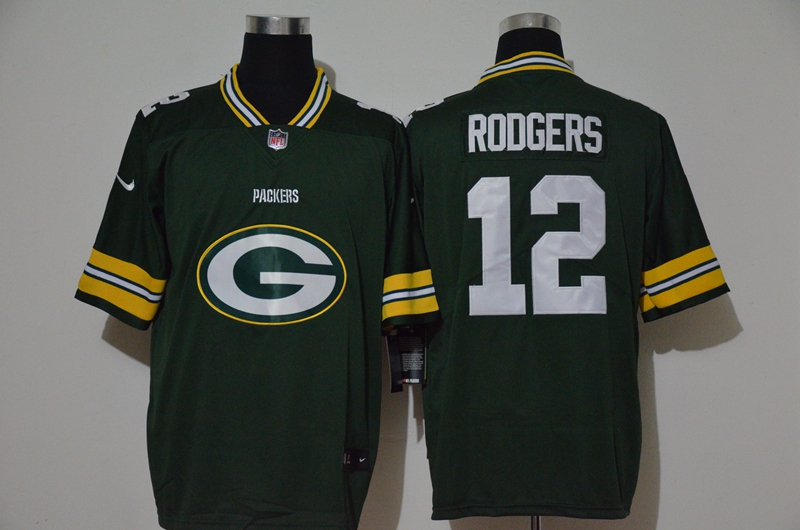 Men's Green Bay Packers #12 Aaron Rodgers Green 2020 Big Logo Vapor Untouchable Stitched NFL Nike Fashion Limited Jersey