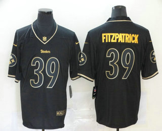 Men's Pittsburgh Steelers #39 Minkah Fitzpatrick Black 100th Season Golden Edition Jersey