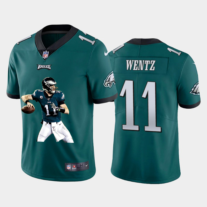 Men's Philadelphia Eagles #11 Carson Wentz Midnight Green Player Portrait Edition 2020 Vapor Untouchable Stitched NFL Nike Limited Jersey 2