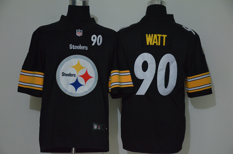 Men's Pittsburgh Steelers #90 T. J. Watt Black 2020 Big Logo Number Vapor Untouchable Stitched NFL Nike Fashion Limited Jersey