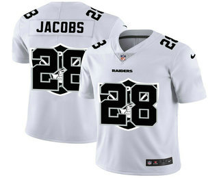 Men's Las Vegas Raiders #28 Josh Jacobs White 2020 Shadow Logo Vapor Untouchable Stitched NFL Nike Limited Jersey