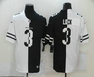 Men's Denver Broncos #3 Drew Lock White Black Peaceful Coexisting 2020 Vapor Untouchable Stitched NFL Nike Limited Jersey