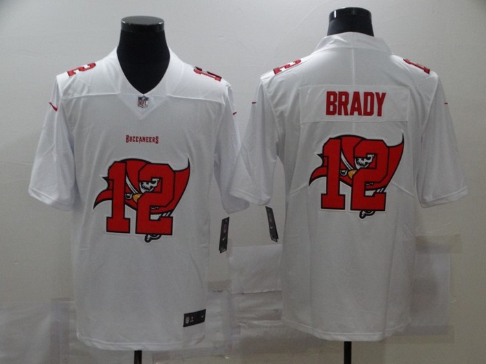 Men's Tampa Bay Buccaneers #12 Tom Brady White 2020 Shadow Logo Vapor Untouchable Stitched NFL Nike Limited Jersey