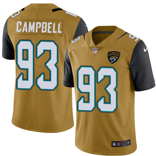 Nike Jacksonville Jaguars #93 Calais Campbell Gold Men's Stitched NFL Limited Rush Jersey