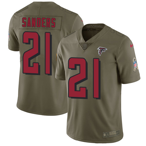 Nike Atlanta Falcons #21 Deion Sanders Olive Men's Stitched NFL Limited 2017 Salute To Service Jersey