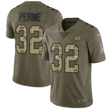 Nike Redskins #32 Samaje Perine Olive Camo Men's Stitched NFL Limited 2017 Salute To Service Jersey