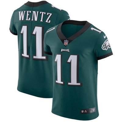 Men's Nike Philadelphia Eagles #11 Carson Wentz Midnight Green Team Color Stitched NFL Vapor Untouchable Elite Jersey