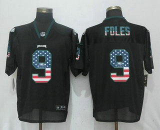 Men's Philadelphia Eagles #9 Nick Foles Black USA Flag Fashion Stitched NFL Nike Elite Jersey