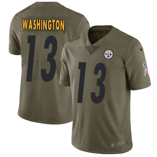 Nike Pittsburgh Steelers #13 James Washington Olive Men's Stitched NFL Limited 2017 Salute To Service Jersey