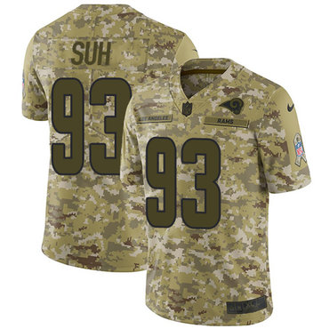 Nike Rams #93 Ndamukong Suh Camo Men's Stitched NFL Limited 2018 Salute To Service Jersey