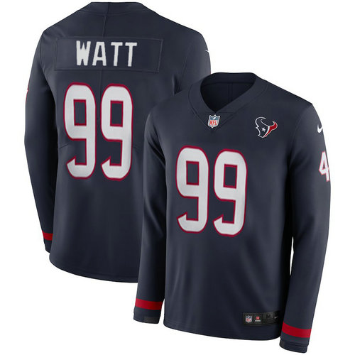 Men Nike Houston Texans 99 J.J. Watt blue Therma Long Sleeve Jersey