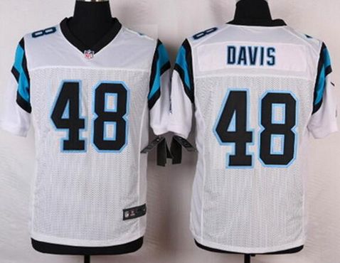 Men's Carolina Panthers #48 Stephen Davis White Retired Player NFL Nike Elite Jersey