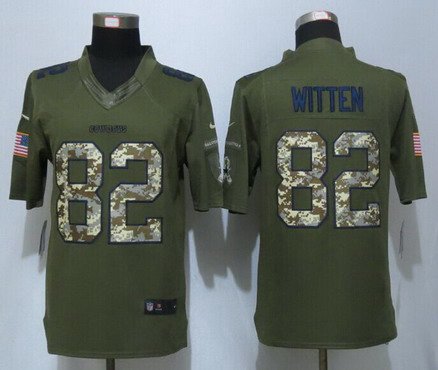 Men's Dallas Cowboys #82 Jason Witten Green Salute To Service 2015 NFL Nike Limited Jersey