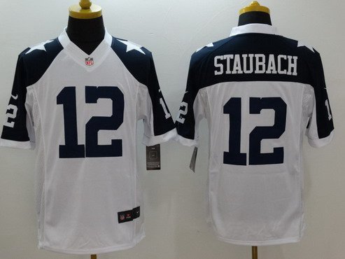 Men's Dallas Cowboys #12 Roger Staubach White Thanksgiving Retired Player NFL Nike Limited Jersey