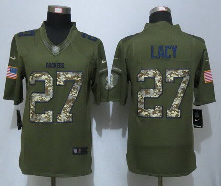 Men's Green Bay Packers #27 Eddie Lacy Green Salute To Service 2015 NFL Nike Limited Jersey