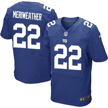 Men's New York Giants #22 Brandon Meriweather Royal Blue Team Color NFL Nike Elite Jersey