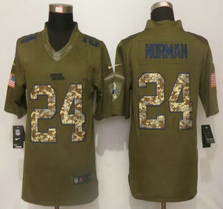 Men's Carolina Panthers #24 Josh Norman Green Salute to Service 2015 NFL Nike Limited Jersey