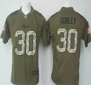 Men's St. Louis Rams #30 Todd Gurley Green Salute to Service 2015 NFL Nike Limited Jersey