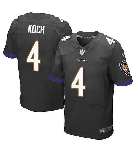 Men's Baltimore Ravens #4 Sam Koch White Road NFL Nike Elite Jersey