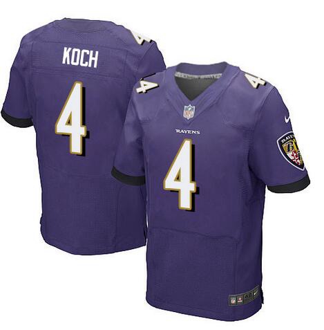 Men's Baltimore Ravens #4 Sam Koch Purple Team Color NFL Nike Elite Jersey