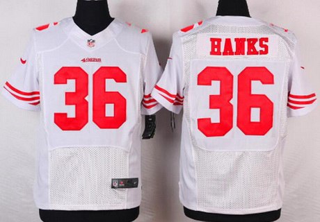 Men's San Francisco 49ers #36 Merton Hanks White Retired Player NFL Nike Elite Jersey